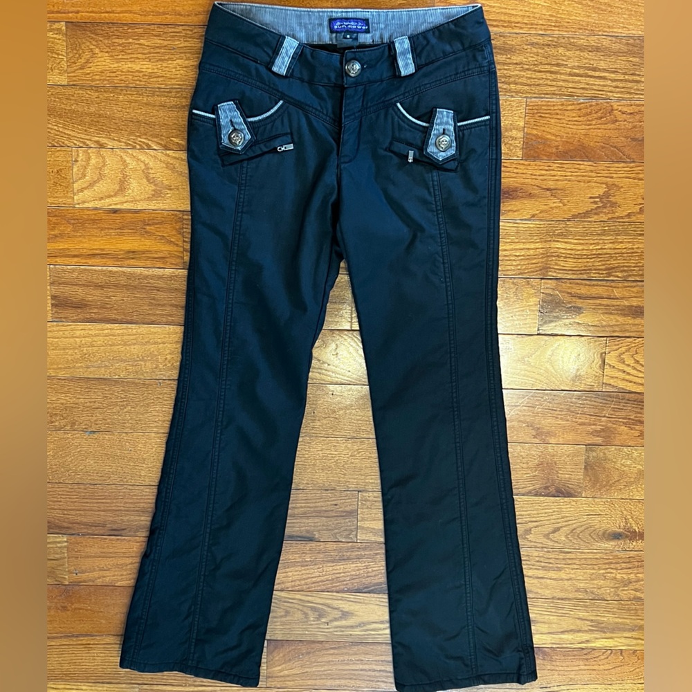 Sun Flower Lightly Insulated Black Cotton Pants with Corduroy Details Women’s S - Picture 2 of 9